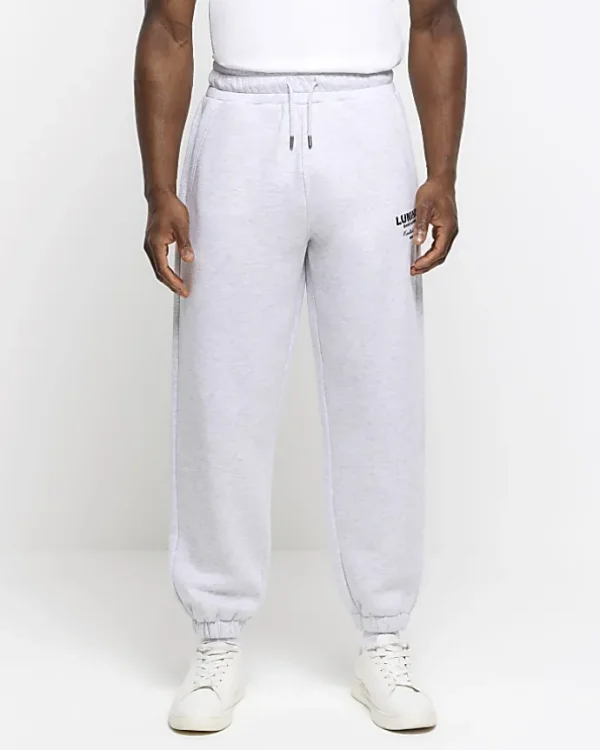 Grey regular fit graphic tracksuit joggers