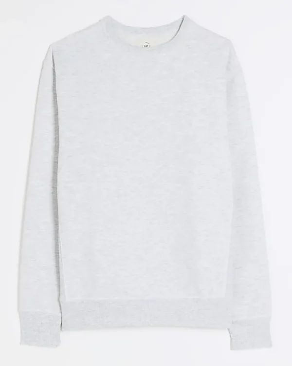 Grey regular fit plain sweatshirt