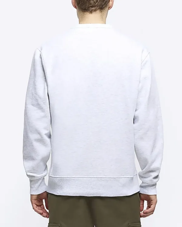 Grey regular fit plain sweatshirt