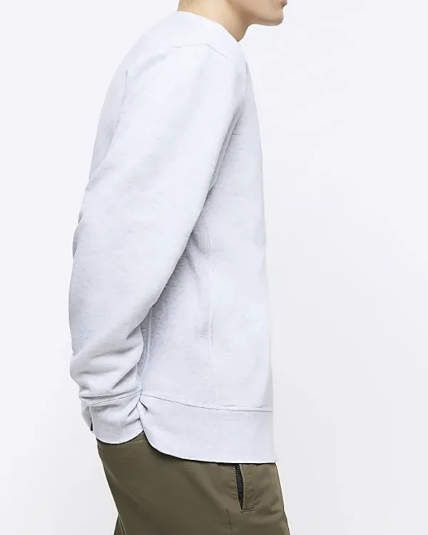 Grey regular fit plain sweatshirt