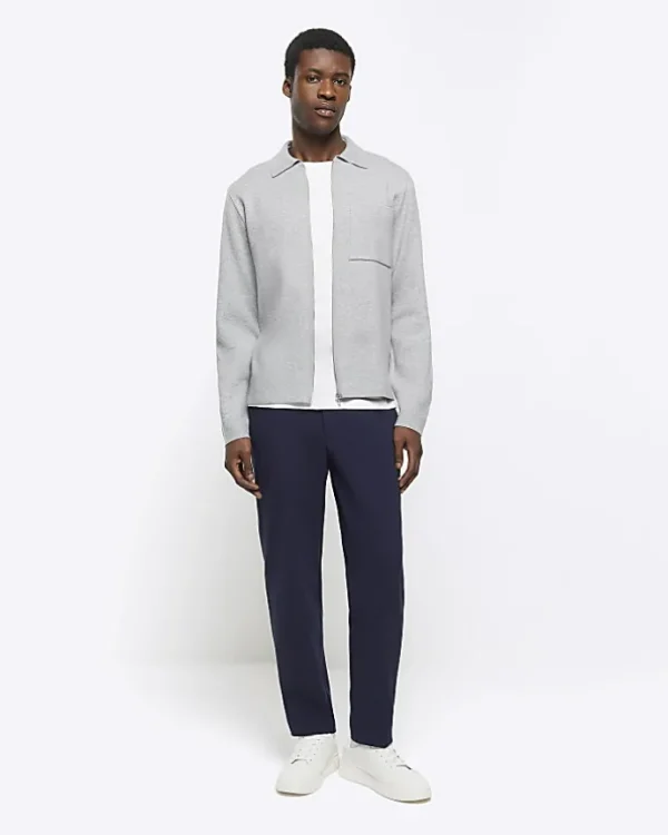 Grey regular fit zip up jumper