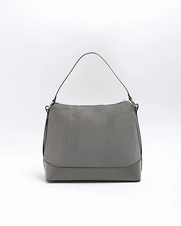 Grey RI monogram webbing tote bag