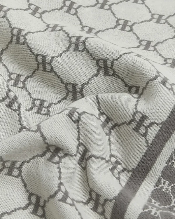 Grey RI reversible monogram scarf