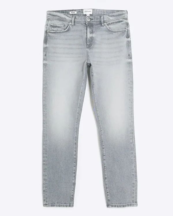 Grey skinny fit faded jeans