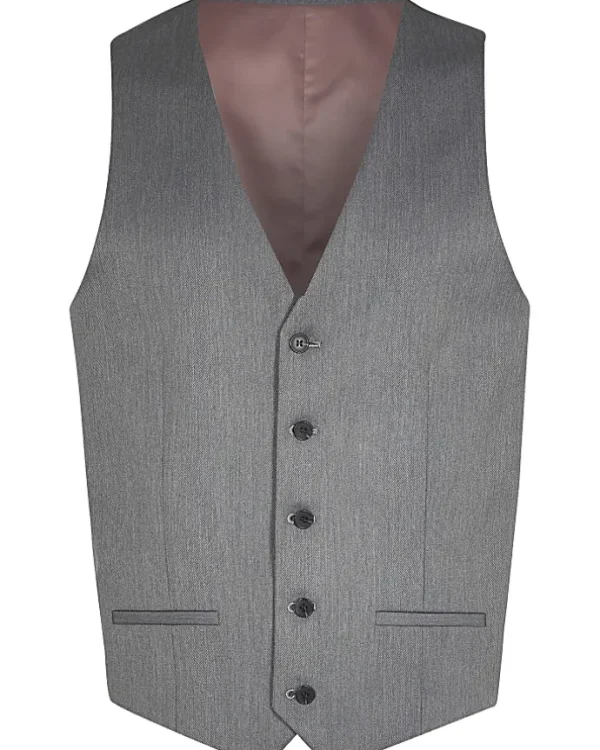 Grey Skinny fit twill suit waistcoat