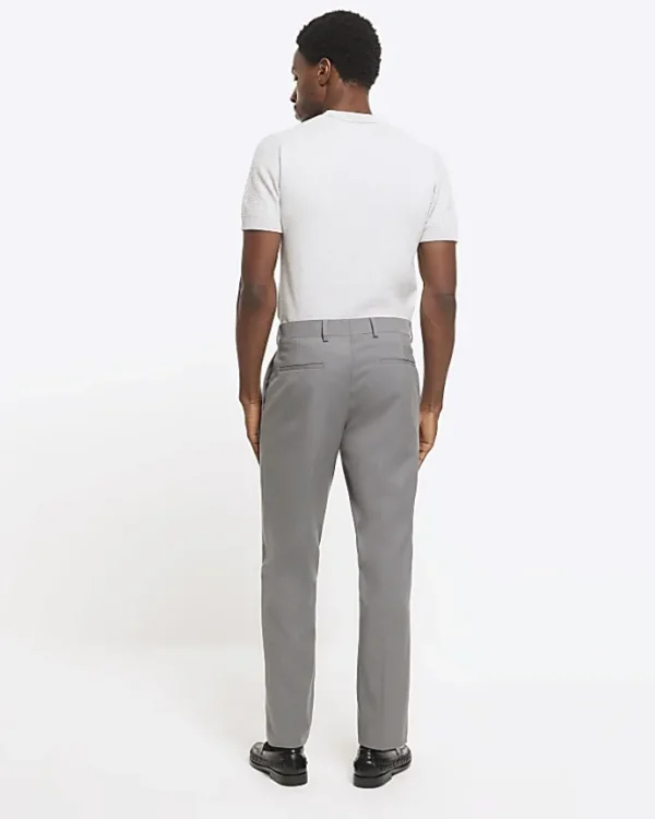 Grey skinny fit twill suit trousers