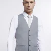 Grey skinny fit twill waistcoat