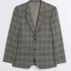 Grey slim fit check suit jacket