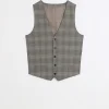 Grey slim fit check waistcoat