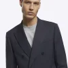 Grey slim fit herringbone suit jacket