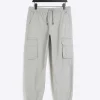 Grey slim fit ripstop cargo trousers