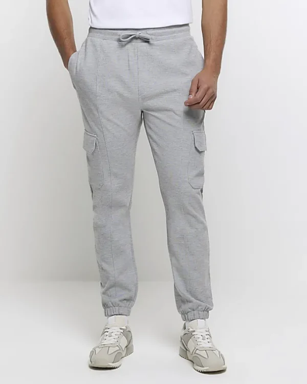 Grey slim fit smart cargo joggers