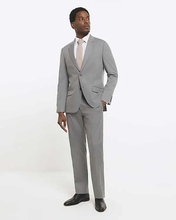 Grey Slim fit Twill Suit Jacket