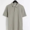 Grey slim fit weave jacquard polo