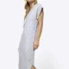 Grey split hem jumper midi dress