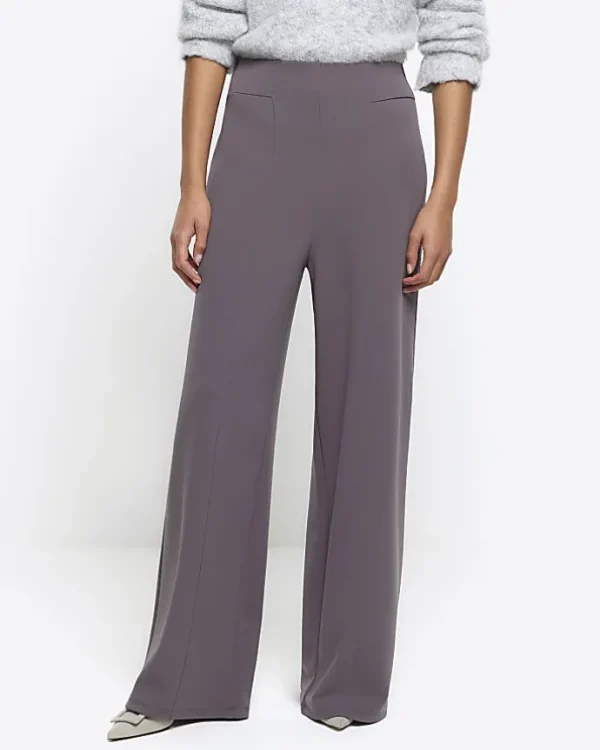 Grey stitched wide leg trousers