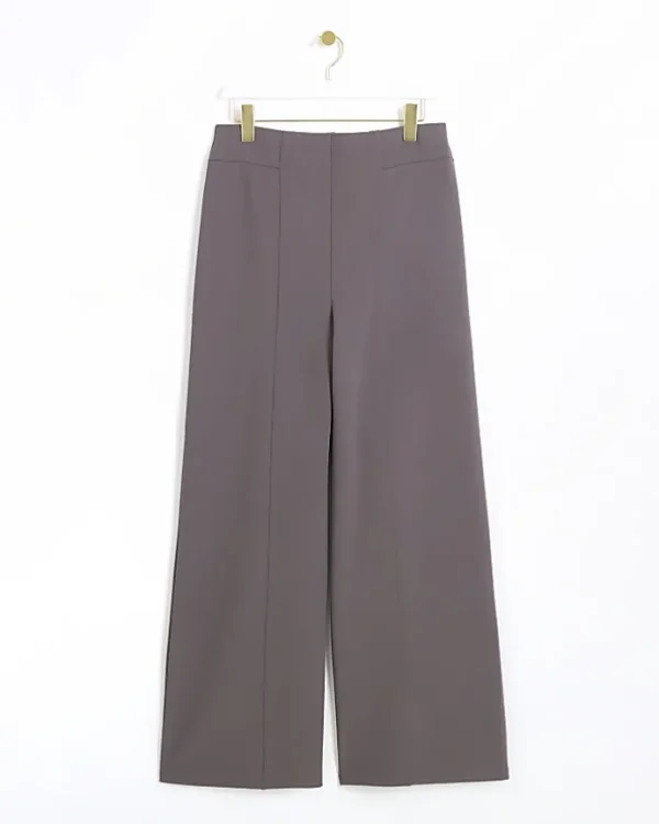 Grey stitched wide leg trousers