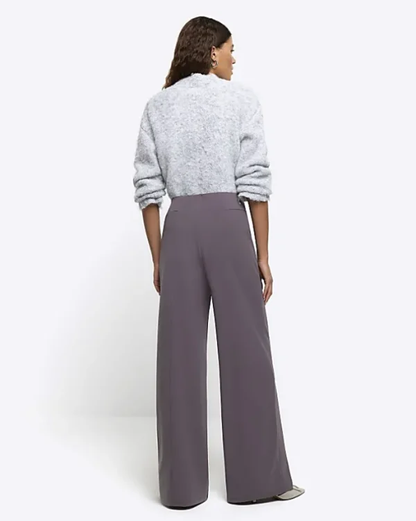 Grey stitched wide leg trousers