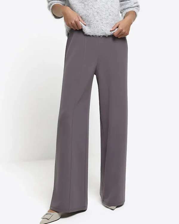 Grey stitched wide leg trousers