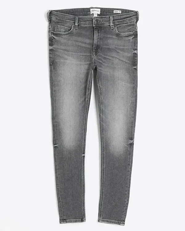 Grey super skinny spray on faded jeans