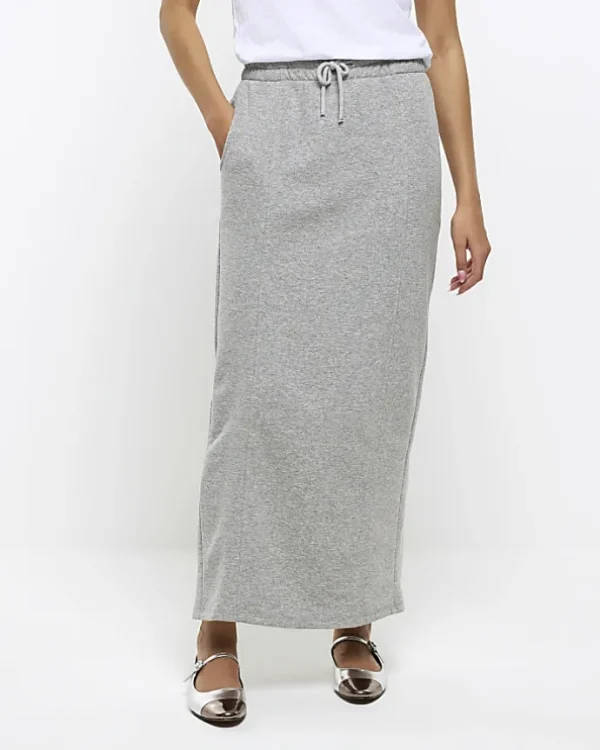 Grey sweat midi skirt