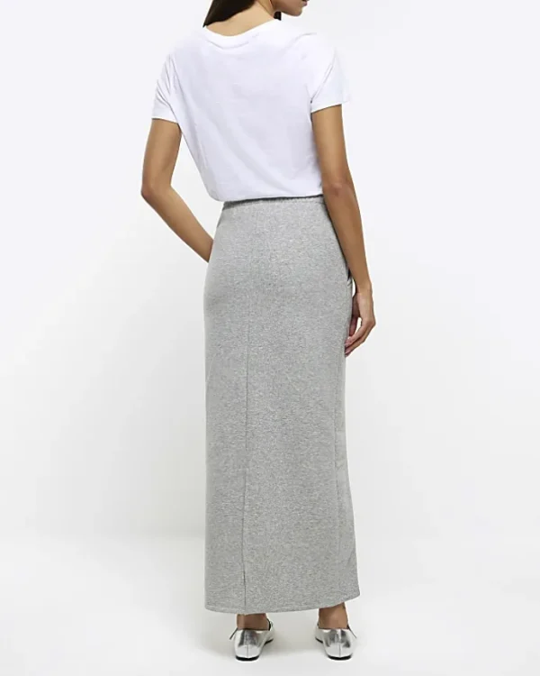 Grey sweat midi skirt