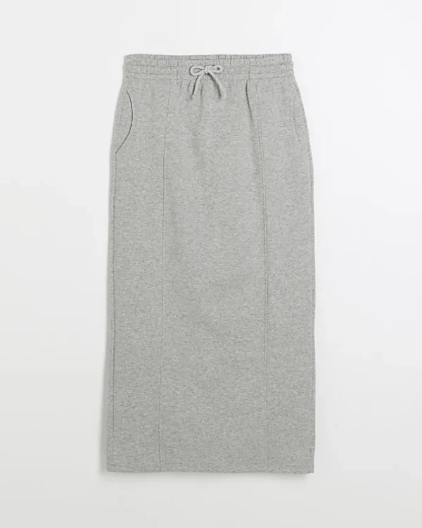 Grey sweat midi skirt