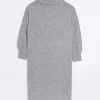 Grey textured roll neck jumper midi dress