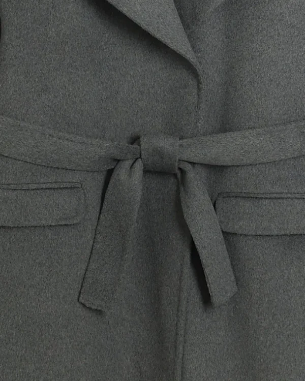 Grey wool blend belted coat