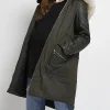 Khaki 3 in 1 maternity hooded parka coat