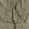 Khaki frill swing maxi dress