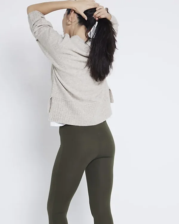 Khaki high waisted leggings