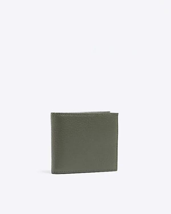 Khaki leather pebbled wallet