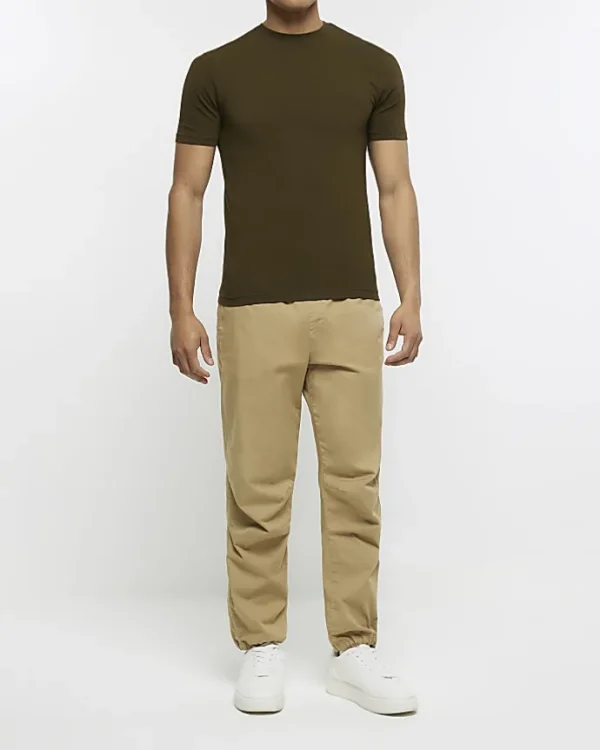 Khaki muscle fit t-shirt