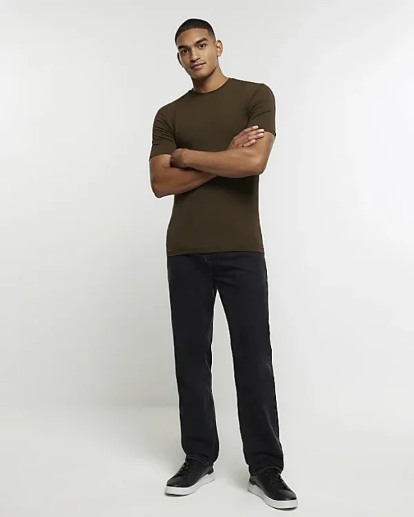 Khaki muscle fit t-shirt