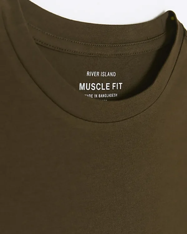 Khaki muscle fit t-shirt