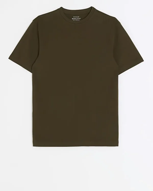 Khaki muscle fit t-shirt