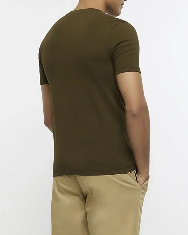 Khaki muscle fit t-shirt