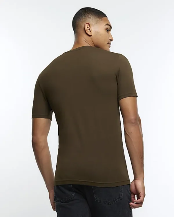 Khaki muscle fit t-shirt