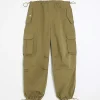 Khaki parachute cargo trousers