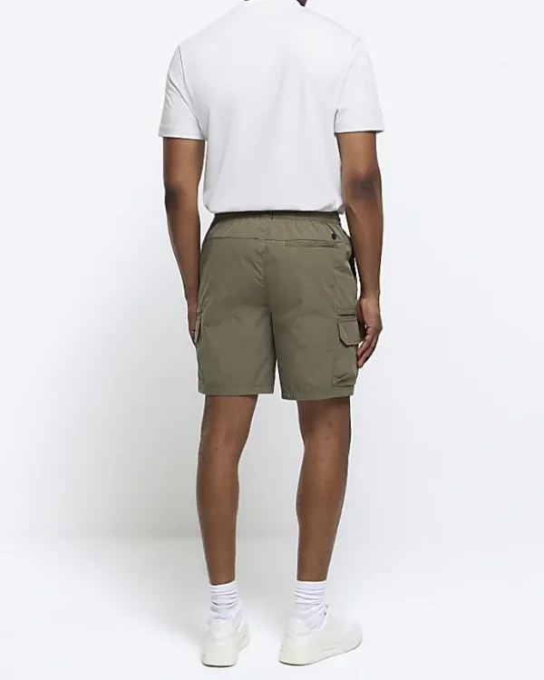 Khaki regular fit cargo shorts