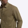 Khaki regular fit linen blend shirt