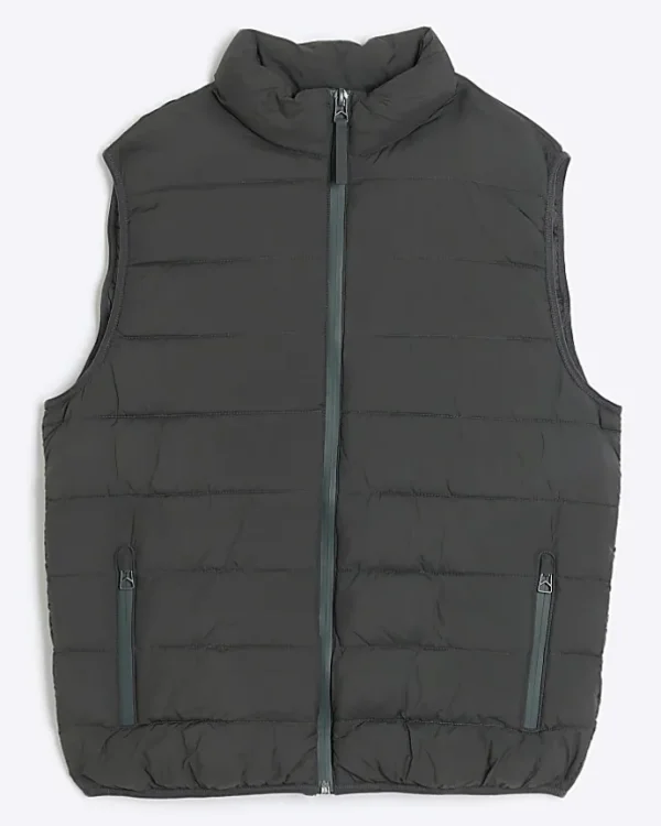 Khaki regular fit padded gilet