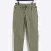 Khaki regular fit pull on trousers