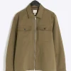 Khaki regular fit zip up overshirt