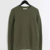 Khaki slim fit waffle texture jumper