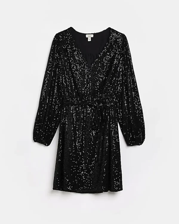 Maternity black sequin mini dress