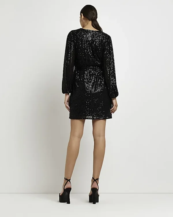 Maternity black sequin mini dress