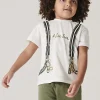 Mini Boys khaki backpack t-shirt set