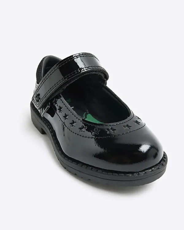 Mini girls black Kickers star embossed shoes